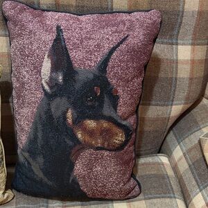 Dobermann Dog Tapestry Throw Pillow 16”x12”